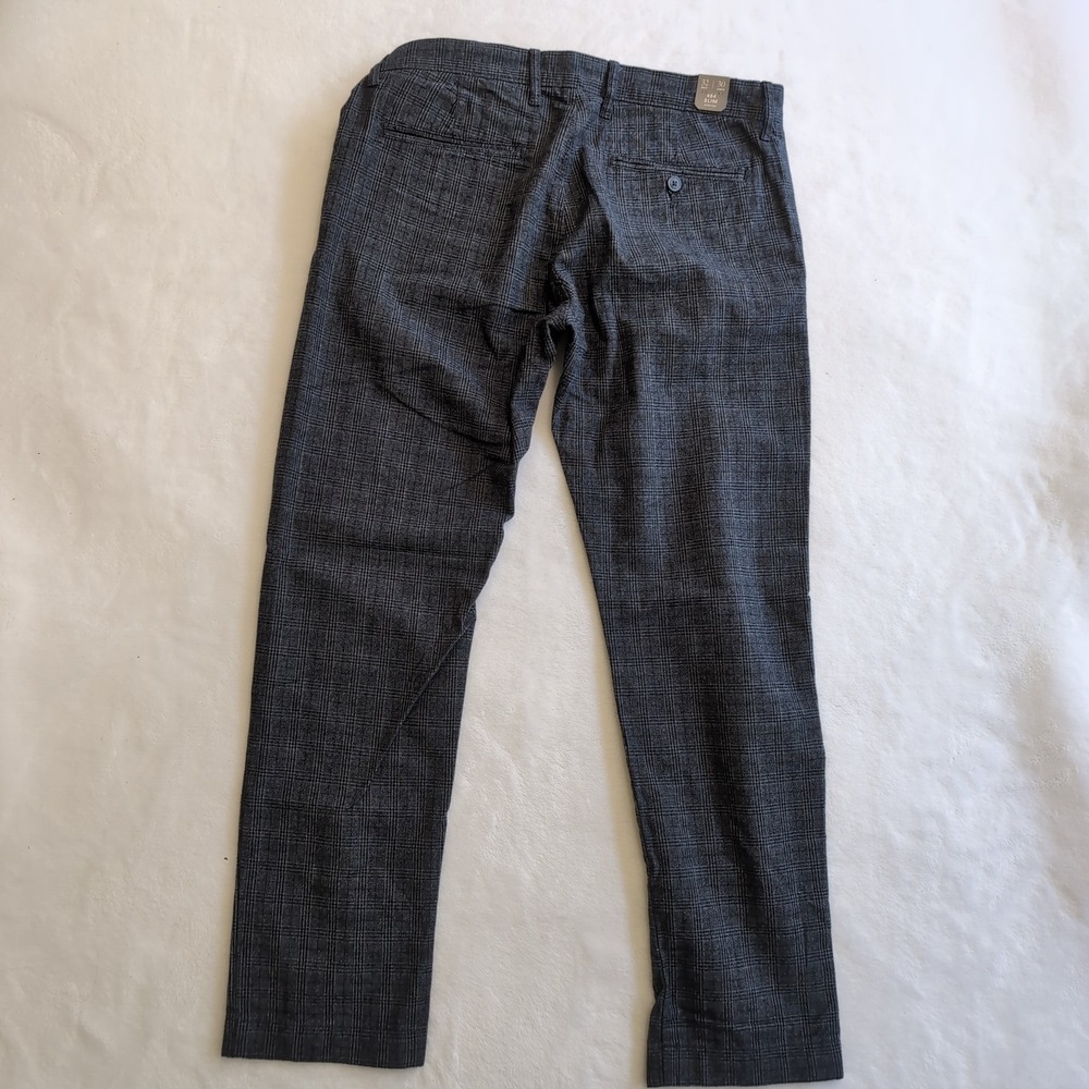 New J Crew 484 Slim Fit Pants Mens 32x30 Grey Glen Plaid Stretch Cotton Trousers - Picture 3 of 9